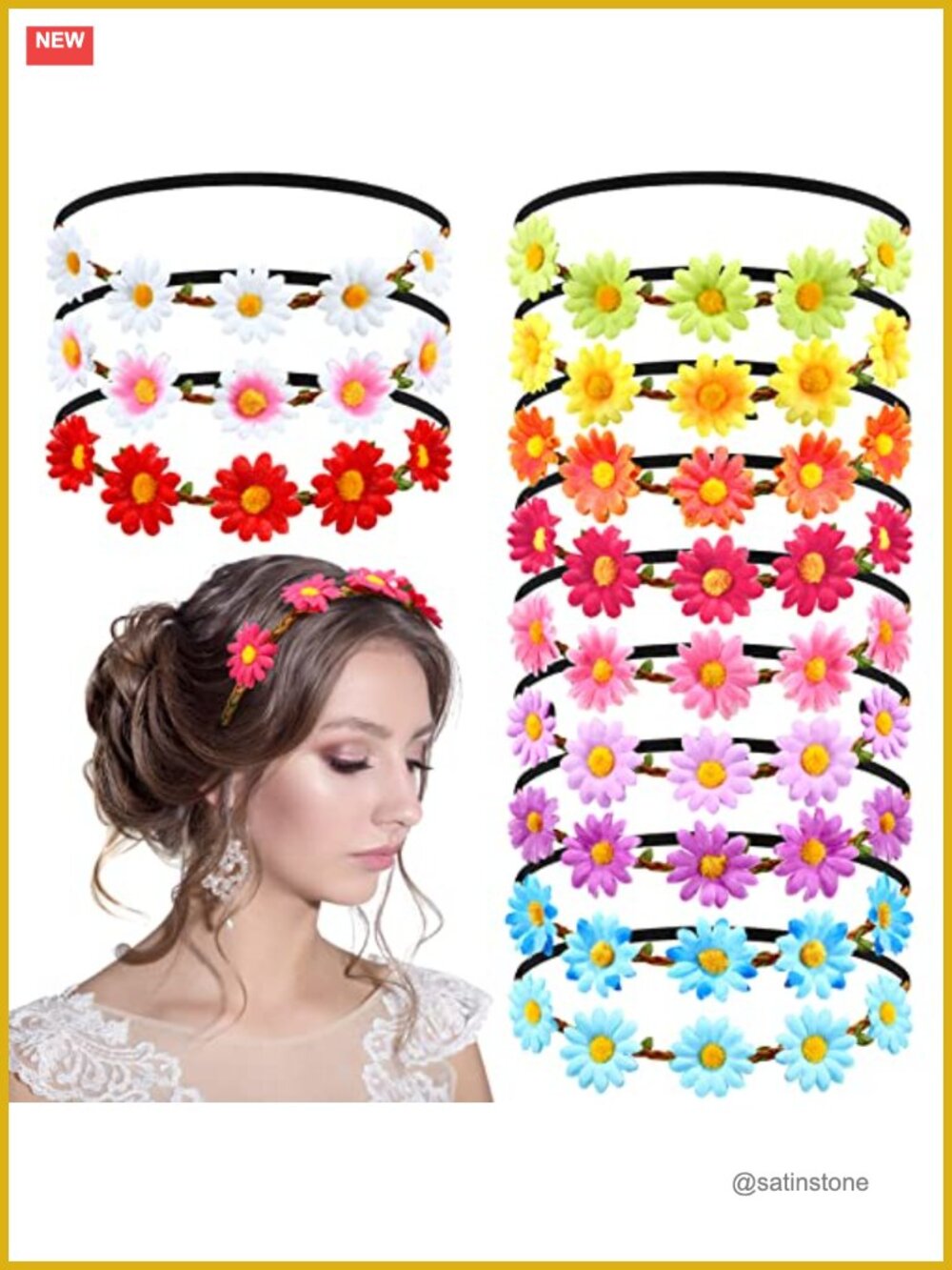 24 Pc Flower Crown Headbands Cloth Elastic Boho Hair Accessories Teen